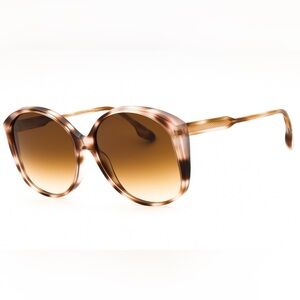 Victoria Beckham Oversized Round Brown and Pink Tortoise Sunglasses